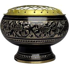 Buy SATYAMANI Brass Bowl with Cover for Sage Burning Color- Black for Home Décor & Puja Bowl Online at Low Prices in India - Amazon.in