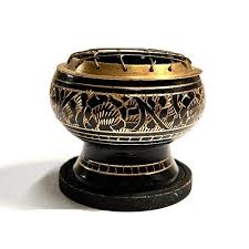 Small Brass Charcoal Burner with Coaster for Cone and Resin Incense | Saint Terra