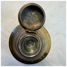 Brass Inkwell with Glass Insert Circa 1900s. For Sale at Ruby Lane
