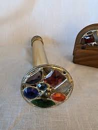 Signed Kaleidoscope large 10" brass Sheryl Koch 2006 5 wheels stand handheld fun | eBay
