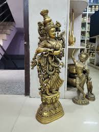 Brass Radha Statue - 76 cm, Glossy Finish, Handmade in Nepal ...
