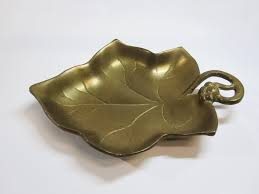 Vintage Solid Brass Leaf Dish Container Trinket Heavy 4 Lbs ...