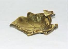 Solid Brass Trinket Dish Leaf-design With Butterfly Perched on ...