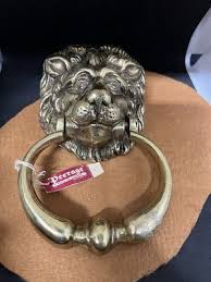 VINTAGE BRASS ANTIQUE LION DOOR KNOCKER ...