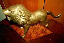Vintage Antique Large Brass Lion Sculpture Figure Heavy 10 Pounds 23" long | eBay