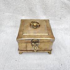 Antique Brass Square Spice Box With 4 Compartments | Antique Brass Footed Masala Box | Brass Masala Dabba | Brass Kitchenware Collectible - Etsy India
