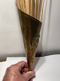 Vtg Brass Cone Fireplace Match Holder Wall Mount Embossed ...