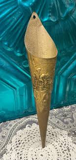 Vintage Lightweight Embossed Brass Cone Match Stick Wall ...