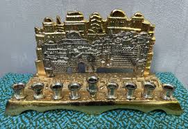 VTG Israel Weinberg Karshi Hanukkah Chanukah Menorah Gold&Silver Plate Judaica | eBay
