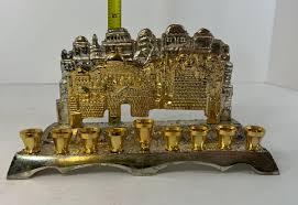 Weinberg Vintage Brass Menorah Jerusalem, Judah Israel Judaica | eBay