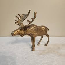 Brass Bull Moose Figurine or Statue - 6" Tall - Etsy