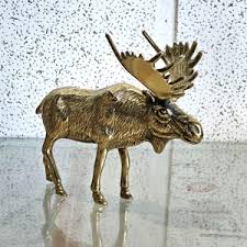Vintage Brass Moose Sculpture, Collectible Brass Male Deer ...