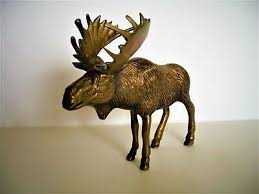 Vintage MCM Brass Moose Large Very Heavy Figural Statue ...