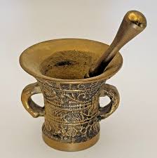 Vtg Massif Laiton Mortier & Pilon Pharmacy Apothicaire Outil Ciselé Xtermorstnee | eBay