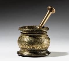 Lot - Antique Persian Islamic Bronze Mortar and Pestle