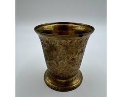 Vintage Hand Etched Brass Vase Mortar Cup Floral Pattern Boho Decor 3.5" Tall - Etsy Israel