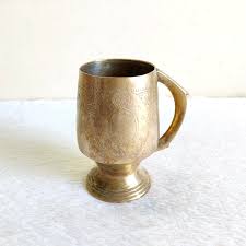 1930s Vintage Brass Unique Carved Beer and Wine Mug Cup ...