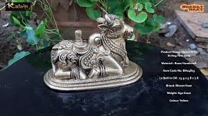 Brass Nandi with Shivling Statue - Fine Work Hindu Deity ...