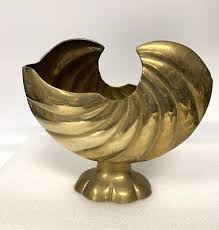 Vintage Brass Nautilus Seashell Planter Bowl Vase Art Deco MCM | eBay