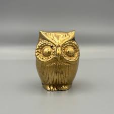 Small Brass Owl Figurine | Vintage Bird Decor - Etsy