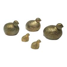 Vintage Brass Partridge Family Figurines - Set of 5 | Chairish