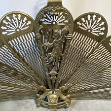 PARTS* Brass Art Nouveau Lady Fireplace Screen Deco Peacock ...
