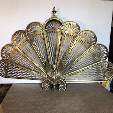Vintage Art Deco Brass Folding Peacock Fireplace Screen Fan ...