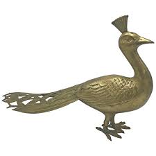 1960s Large Sergio Bustamante Style Brass Peacock Statue at 1stDibs | large peacock statue, peacock brass, sergio bustamante peacock