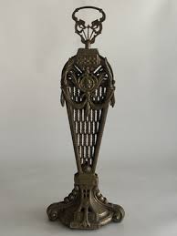 Antique Brass Folding Fireplace Fan Screen Ornate Cameo ...
