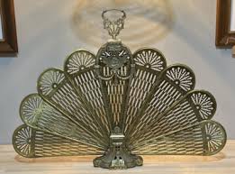 Vintage Victorian Brass Fireplace Fan Peacock Folding Screen Ornate Art Deco | eBay