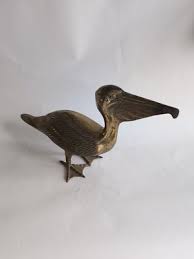 Brass Pelican Figure Cast Metal Beach Bird Sculpture Large Vtg | eBay