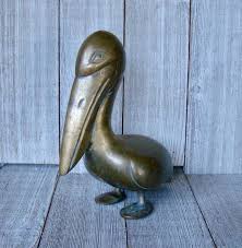 Vintage Solid Brass Pelican Figurine - Etsy