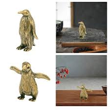 Brass Penguin Mini Figurine Collectible for Living Room Car ...