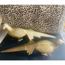 Vintage Brass Male and Female Pheasant Long Tail Hunting ...