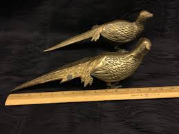 Vtg SET OF 2 Brass Pheasant Bird Figures Statues 13" Long ...