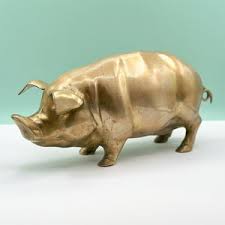 Vintage Solid Brass Large Piggy Bank, Brass Pig, Brass ...