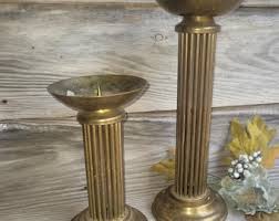 Vintage Large Brass Candlestick Holder Pair - Etsy