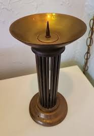 Vintage Brass Column Candle Holder For A Pillar Candle 10.75" Tall - Hong Kong | eBay