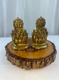 Vintage Solid Brass Pineapple/artichoke Set of Bookends - Etsy