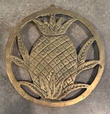 Vintage Brass Pineapple Trivet Pot Holder Wall Hanging Decor ...