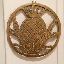 Vintage Brass Pineapple Trivet / Hot Plate - Decorative Wall ...