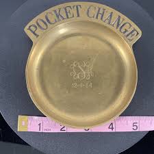 Vintage Brass Dish Pocket Change Engraved Key Tray Holder Heavy Retro Decor 80s | eBay