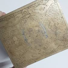 Vintage Asian Brass Humidor Smoking Hinged Box Cigarette ...