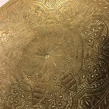 1970s Mid-Century Modern Floral Pattern Etched Brass Bowl ...