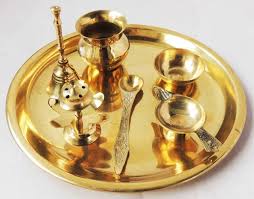 Brass Puja Thali Set Hindu Pooja Arti Plate Home Religious ...