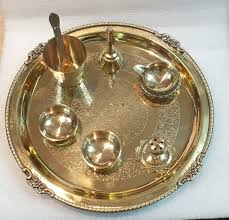 Indian Pooja Thali Set of 8 Pcs Diwali Festival Brass Aarti ...