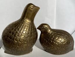 Vintage Brass Quail Partridge Bird Figurine Paperweight Set ...
