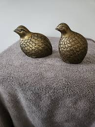 Vintage Brass Quail Pheasants Partridge Figurines Birds ...