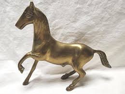 Vintage Brass Galloping Horse Statue Rich Gold Tone Running Horse Figurine... | eBay
