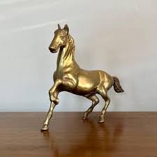 Vintage Solid Brass Prancing Horse Statue, Brass Stallion Statue - Etsy